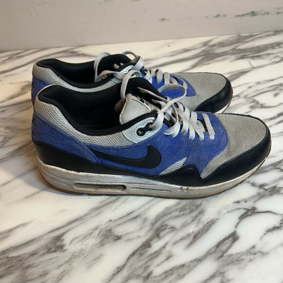 Nike Air Max 1 Essential Grey Mist Black Lyon Blue 537383-022 Mens 9.5 Sneakers - Picture 1 of 9